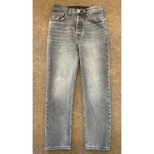 Levis Premium 501 Jeans Womens 24x26 Mid Rise Straight Leg Gray Wash Denim